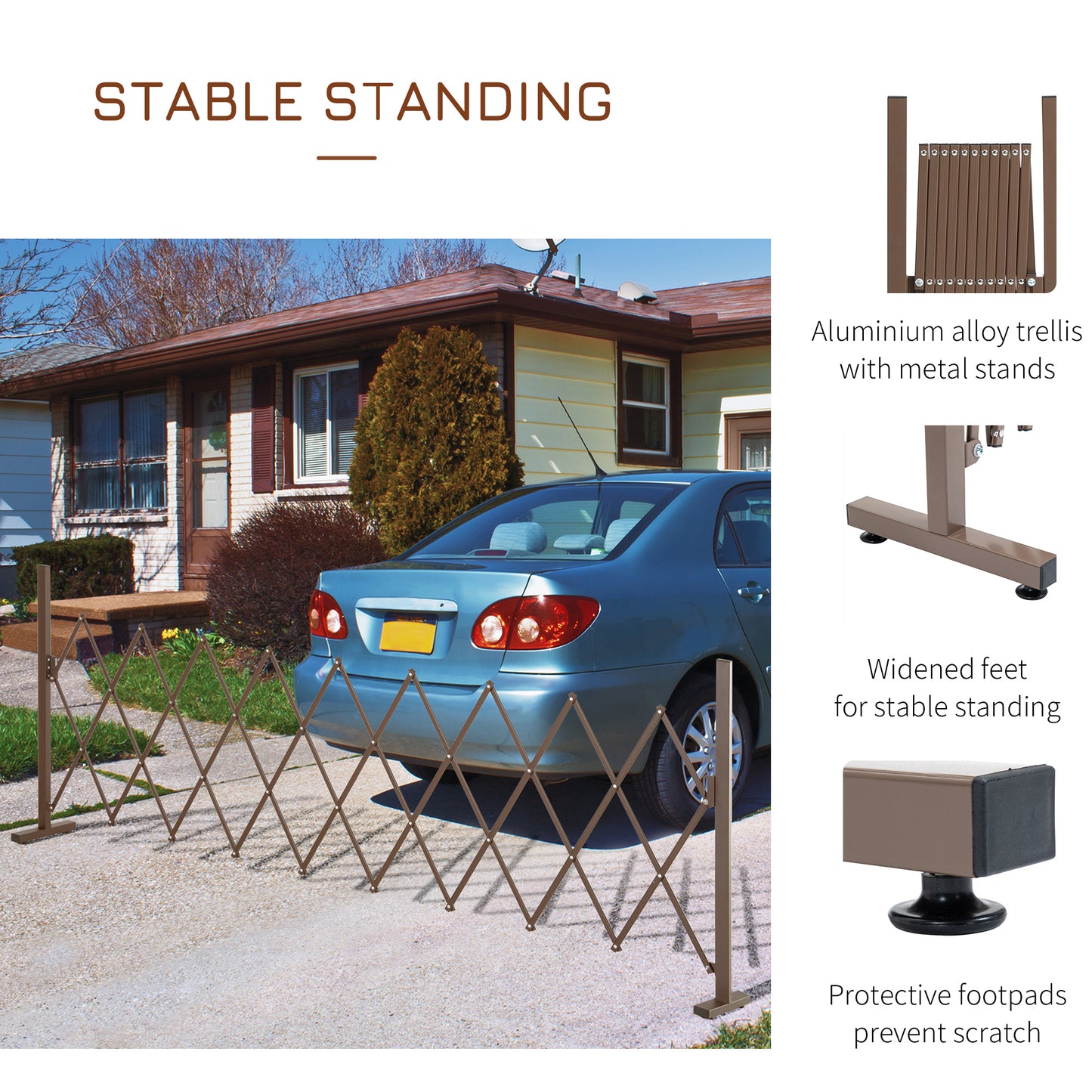 Expanding Trellis Fence, Freestanding Movable Fence, Foldable Garden Screen Panel, 300 x 103.5 cm, Dark Brown