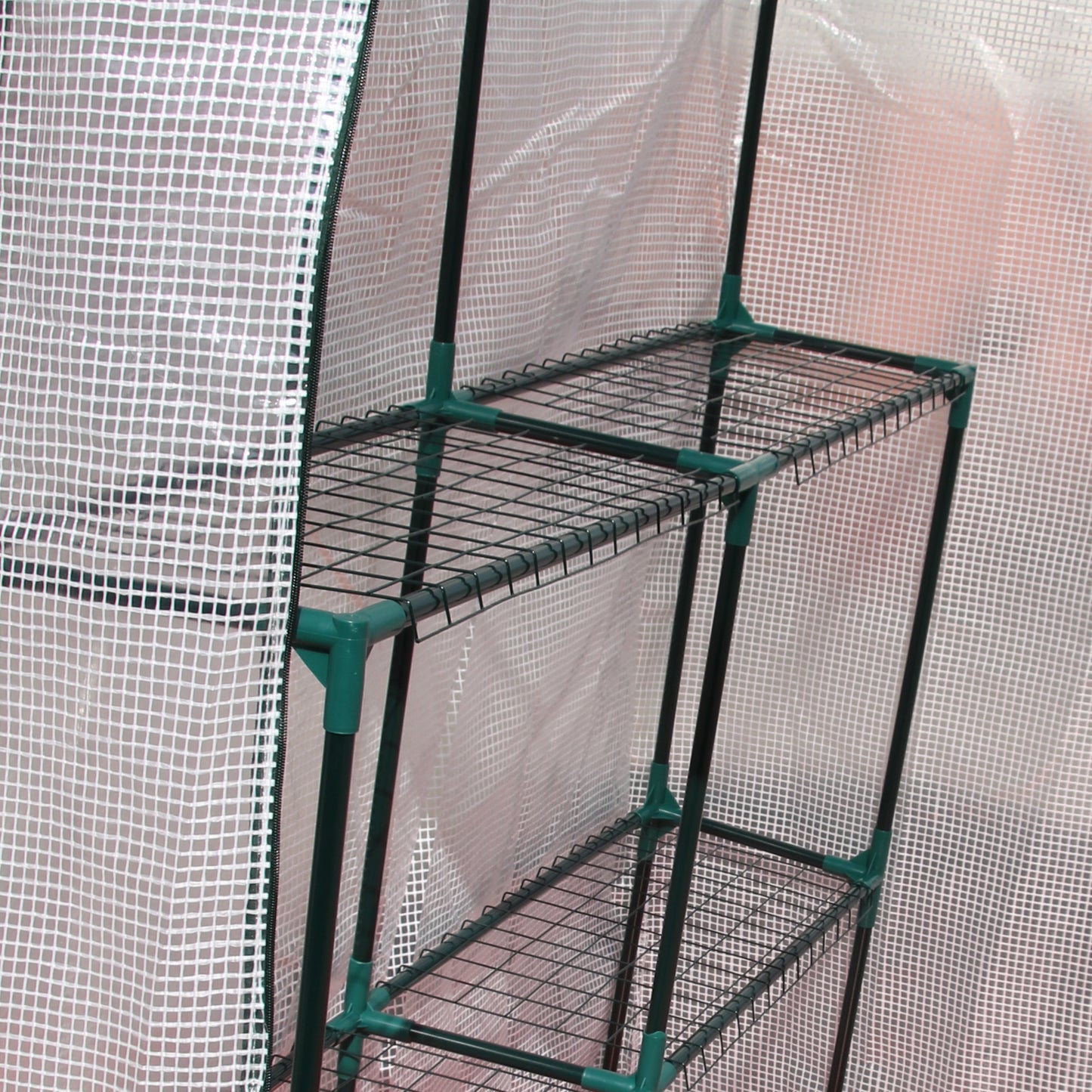 Walk In Greenhouse with 2 Tier Shelf, Portable Gardening Plant Grow House Tomato Greenhouse with Roll up Zip Panel Door