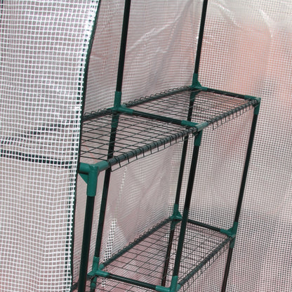 Walk In Greenhouse with 2 Tier Shelf, Portable Gardening Plant Grow House Tomato Greenhouse with Roll up Zip Panel Door