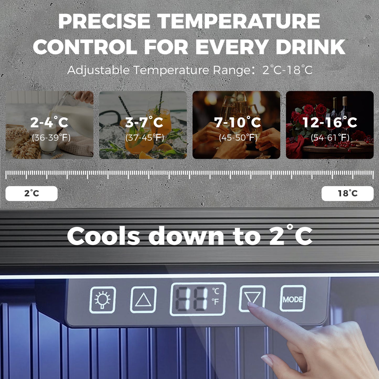 50L Drinks Fridge, 48 Can Under Counter Freestanding Beer Fridge with LED Light