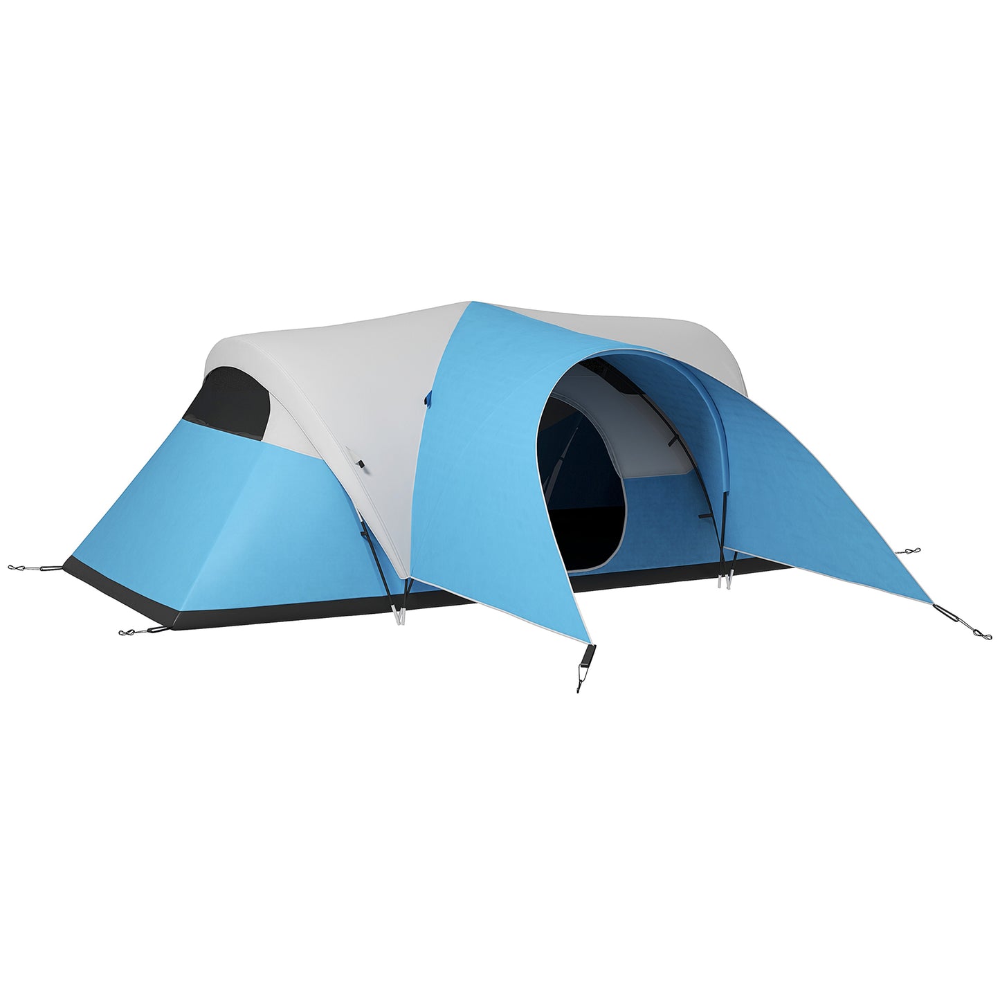 3000mm Waterproof Camping Tent for 7 Man, Family Tent with Porch and Sewn in Groundsheet, Portable with Bag, Blue
