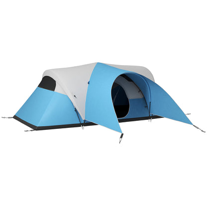 3000mm Waterproof Camping Tent for 7 Man, Family Tent with Porch and Sewn in Groundsheet, Portable with Bag, Blue