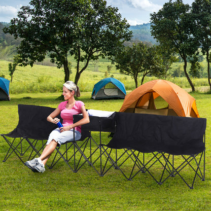 6 Seat Folding Sports Bench Portable Sports Team Bench Spectator Chair with Cooler Bag and Carrying Bag for Outdoor Picnic Ca