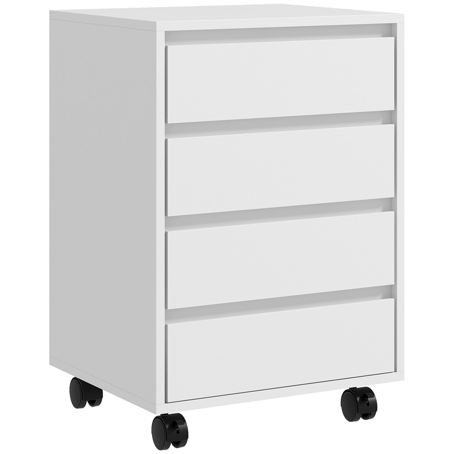 Four-Drawer Office Filing Cabinet, with Wheels - White