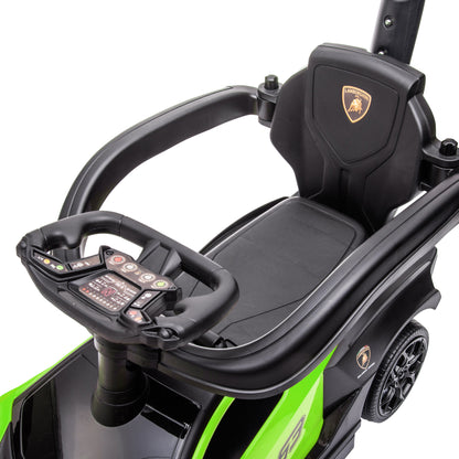 Kids 2-In-1 Lamborghini Ride-On and Stroller, with Horn - Green