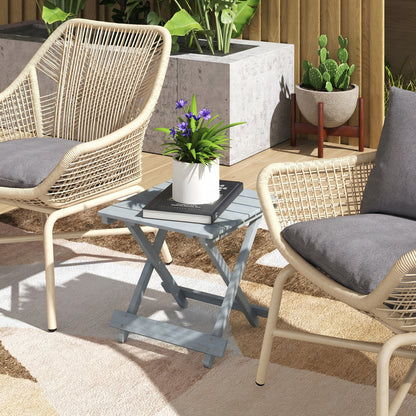 Fir Wood Folding Coffee Table, Lightweight Small Garden Table with Slatted Top, Portable Folding Side Table for Balcony