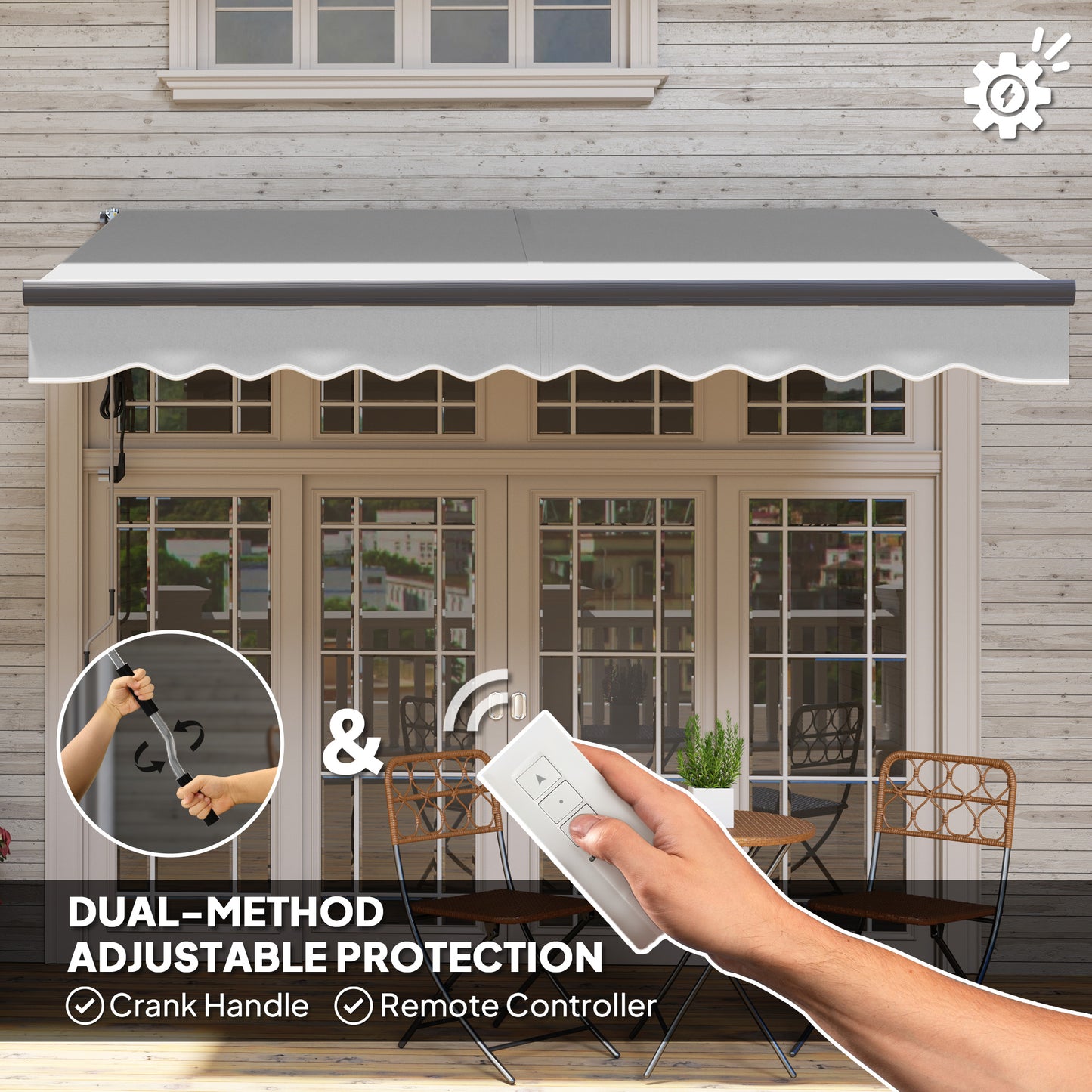 3 x 2.5m Electric Awning with Remote Controller, Aluminium Frame DIY Retractable Awning