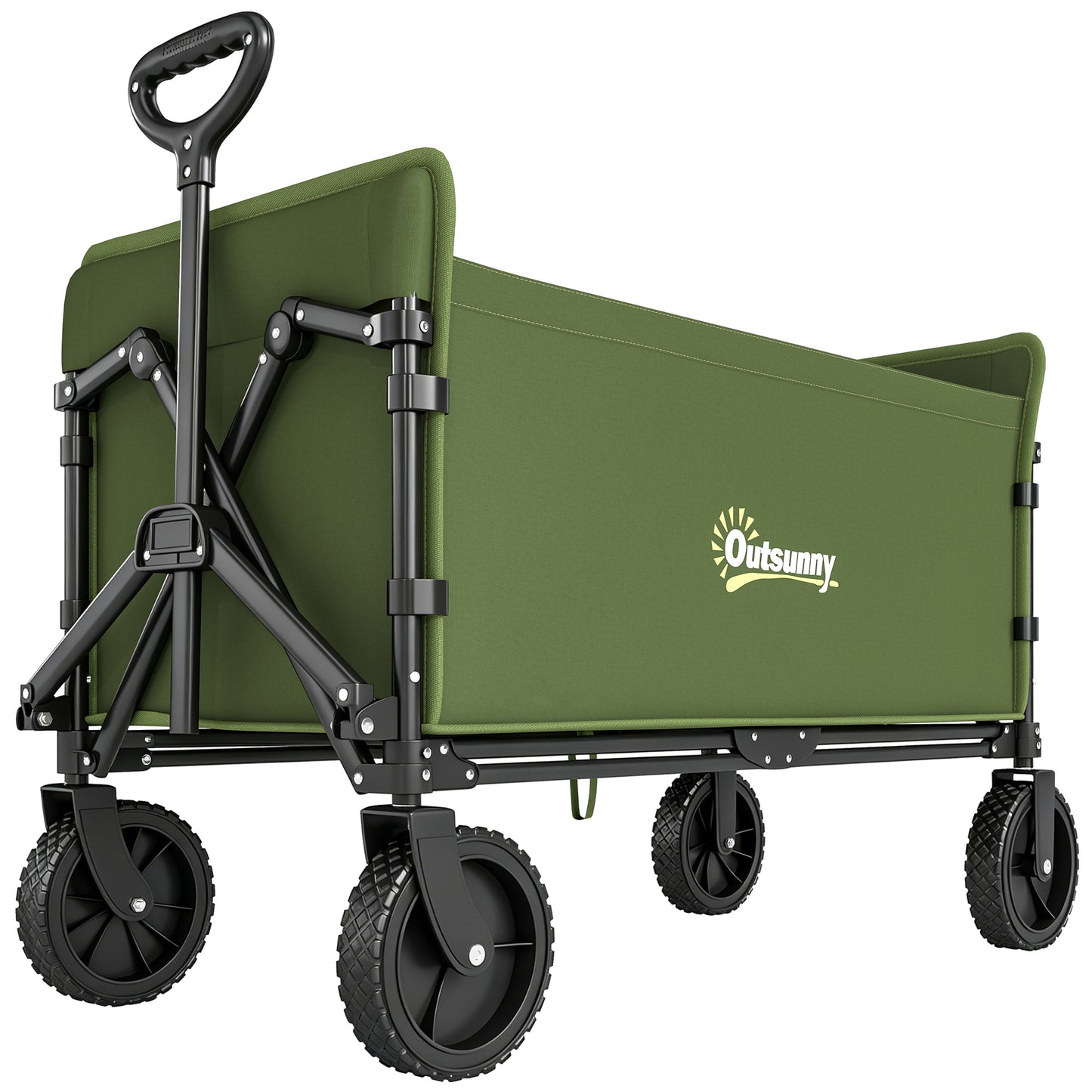 180L Festival Trolley on Wheels, Folding Compact Camping Trolley Cart with Adjustable Handle, 120 KG Capacity for Garden