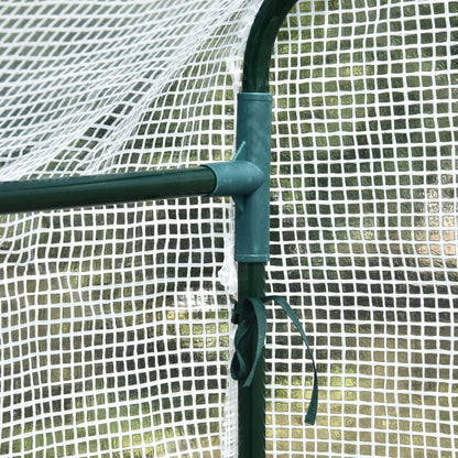 Walk In Greenhouse with 2-Tier Shelves, Roll up Zip Panel Door, Garden Polytunnel Steeple Grow House for Outdoor