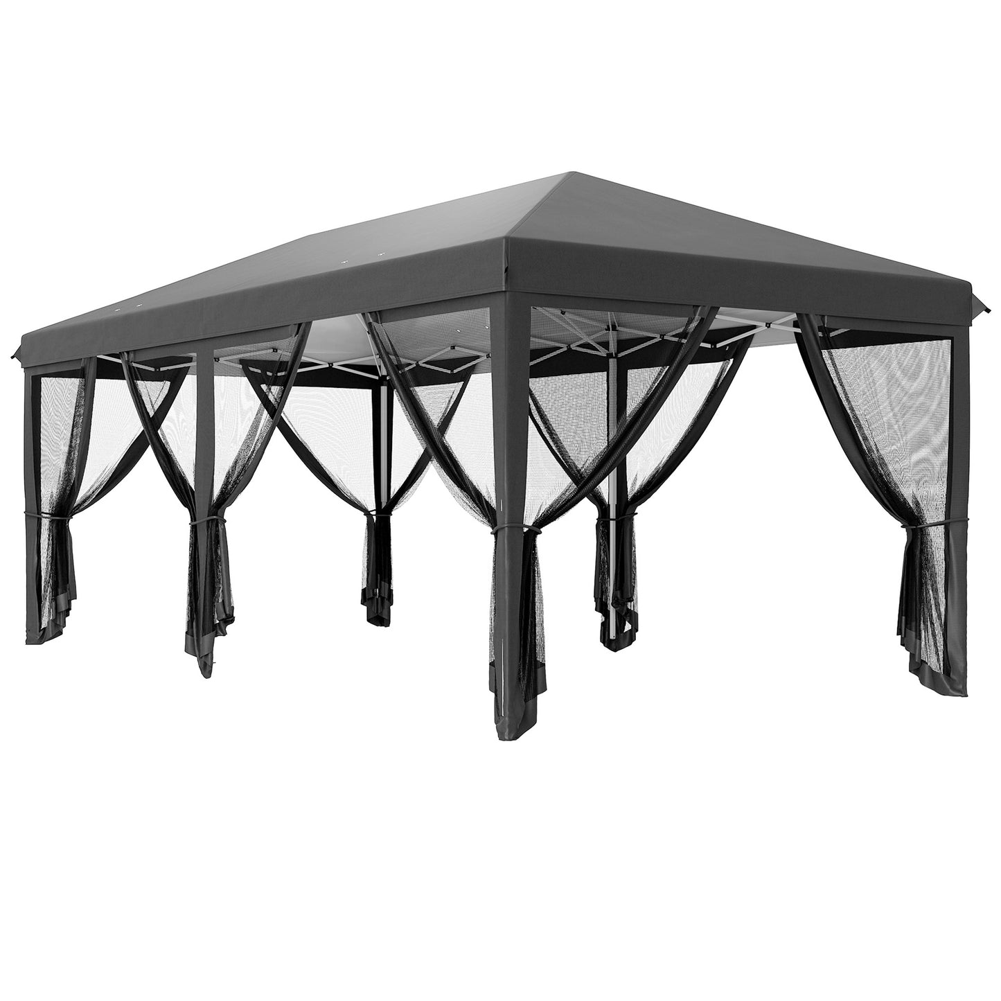 3 x 6m Pop Up Gazebo, Outdoor Canopy Shelter, Marquee Party Wedding Tent with 6 Mesh Walls and Carry Bag, Black