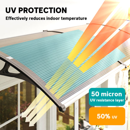 Front Door Canopy, Outdoor Awning, Rain Shelter, 303 x 96cm , Brown