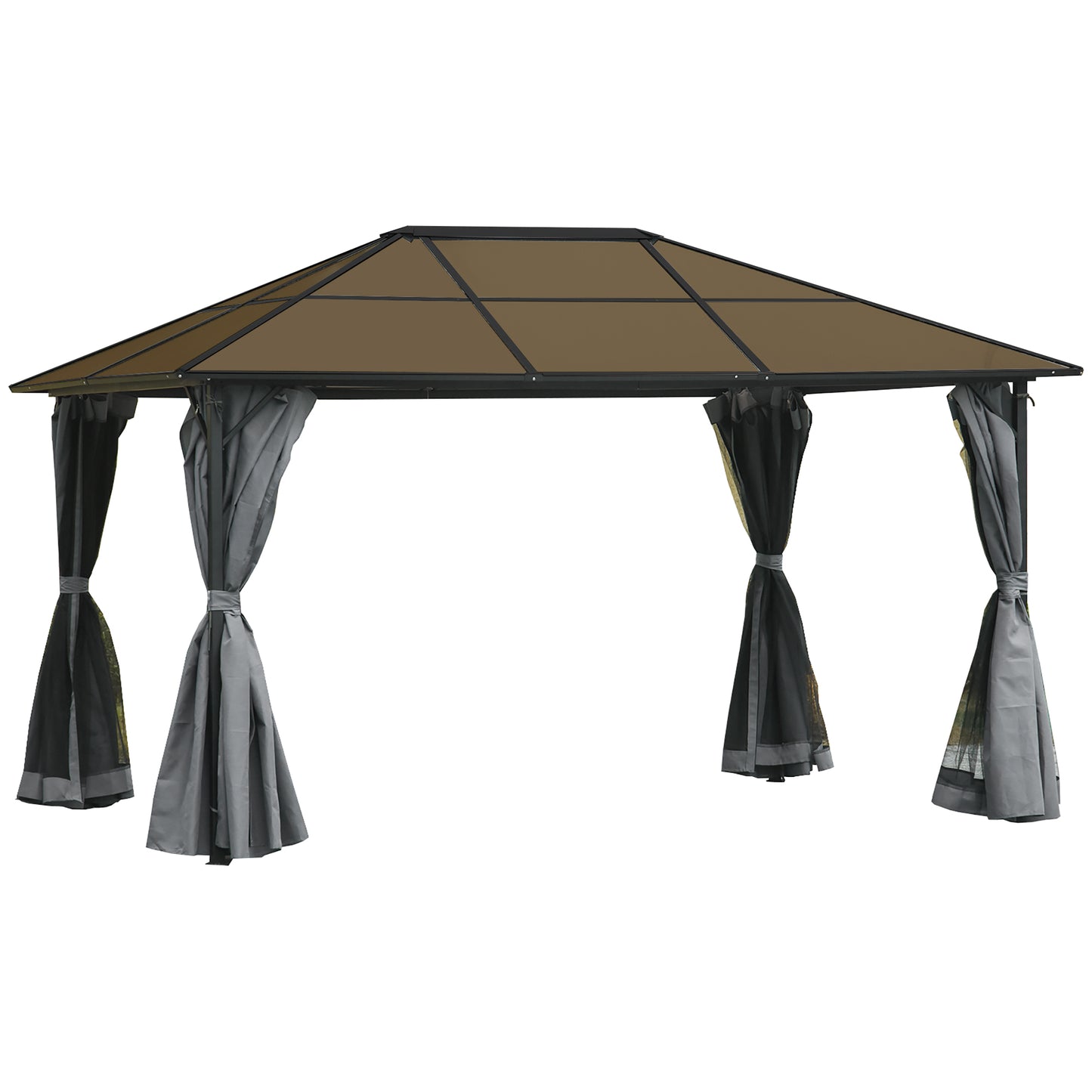 3 x 4m Hardtop Gazebo Canopy with Polycarbonate Roof, Aluminium Frame, Permanent Pavilion Garden Gazebo