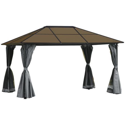 3 x 4m Hardtop Gazebo Canopy with Polycarbonate Roof, Aluminium Frame, Permanent Pavilion Garden Gazebo