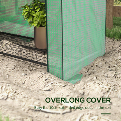 4 Tier Mini Greenhouse with Reinforced PE Cover, Portable Indoor Outdoor Green House with Roll-up Door and Wire Shelves