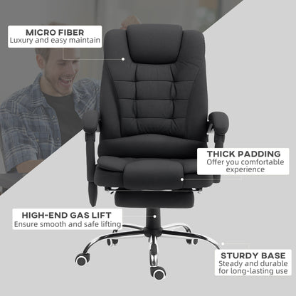 Office Chair with 6 Point Massage and Back Heat, Microfibre Desk Chair with Footrest Adjustable Height and Swivel Wheels