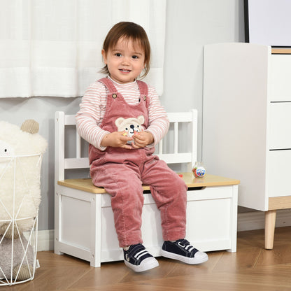 2 In 1 Wooden Toy Box, Seat Storage Bench, Storage Chest Cabinet Organiser, with Safety Pneumatic Rod