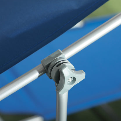 Folding Sun Lounger Set of 2 with Canopy, Reclining Sunbed with 4-Position Adjustable Backrest, 600D Oxford Cloth