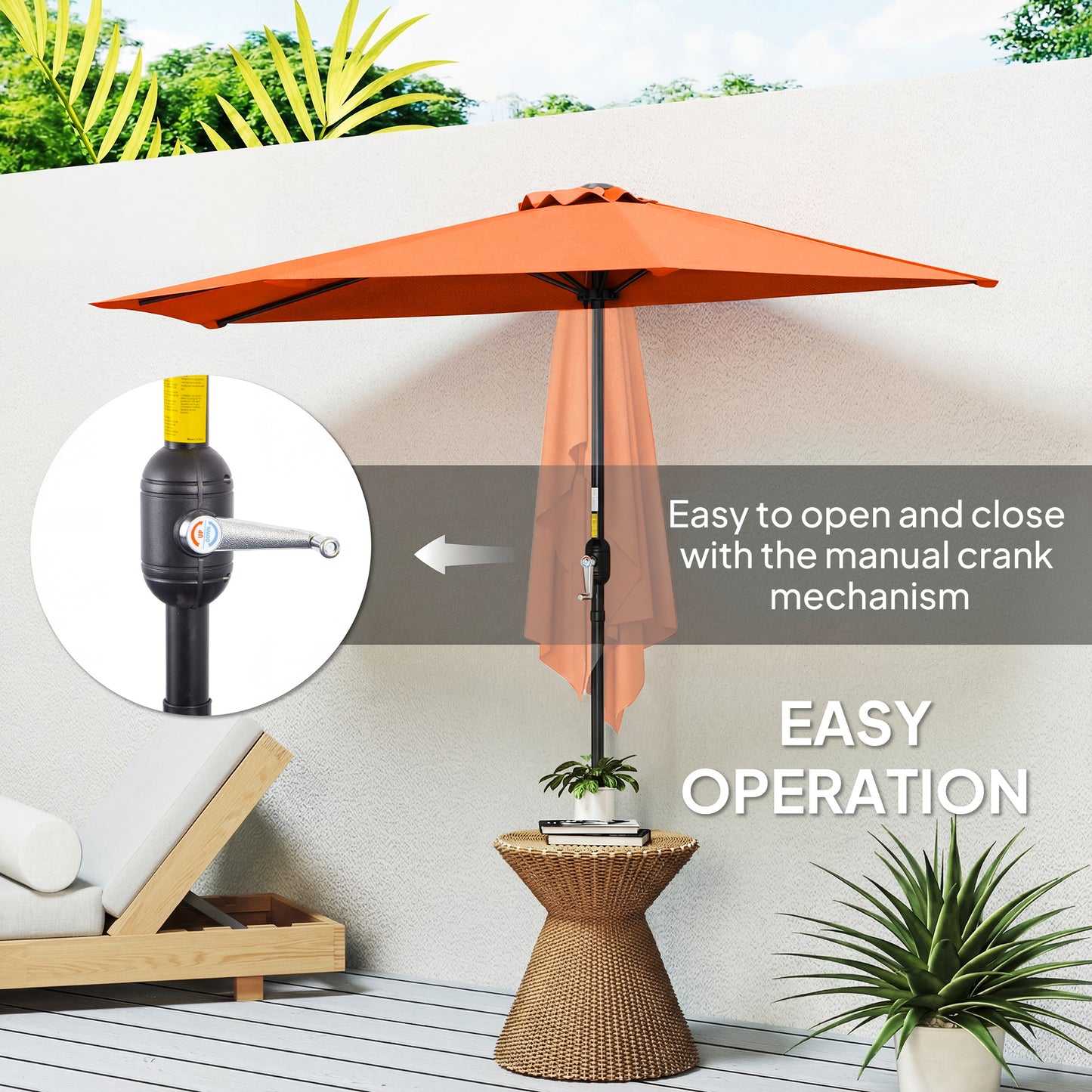 Half Round Parasol Umbrella - Orange