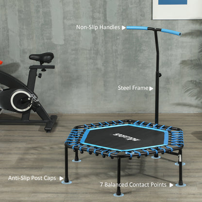 45" Rebounder Trampoline for Adults, Quiet Bungee Rebounder with LED Lights and Adjustable Handle, Blue
