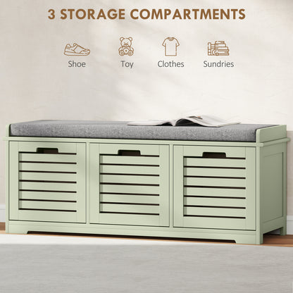 3-Drawer Shoe Storage Bench with 160kg Capacity & 3 fully pull-out drawers - Green