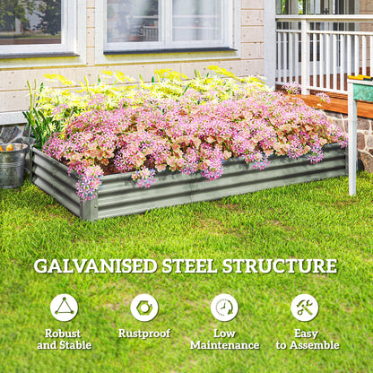 240 x 120cm Galvanised Steel Open Planter - Silver