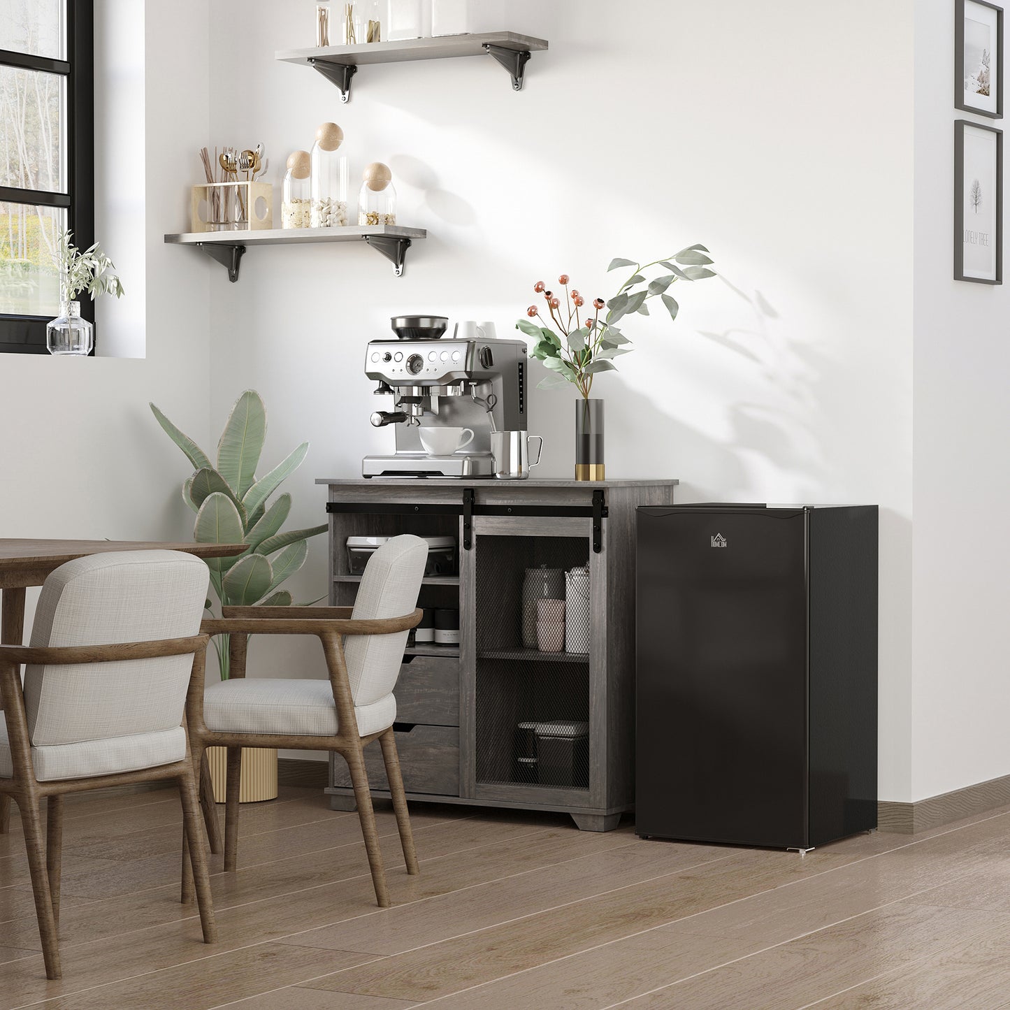 Under Counter Fridge, 91L Small Fridge with Chiller Box, Removable Shelf, Reversible Door, Adjustable Legs