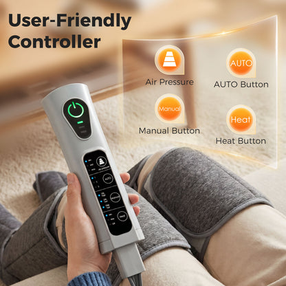 Leg Massager with Heat, Compression, 3 Auto Modes & 3 Intensities, Foot and Calf Massage Machine