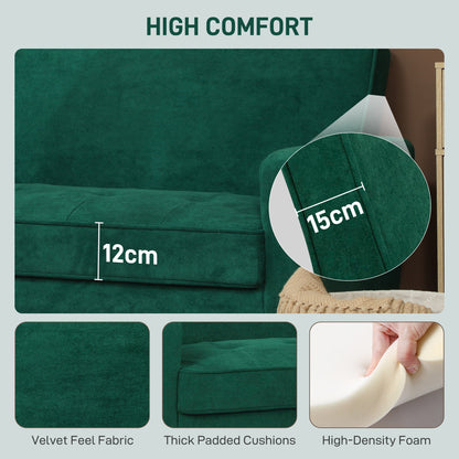 Two-Seater Velvet-Feel Sofa - Green
