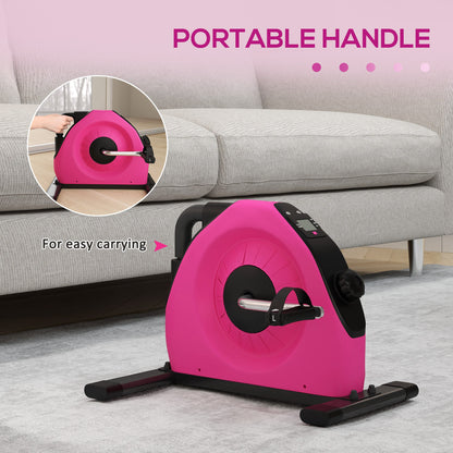 Mini Exercise Bike, Portable Pedal Exerciser with LCD Display for Legs, Arms, Rehabilitation, Therapy, Pink