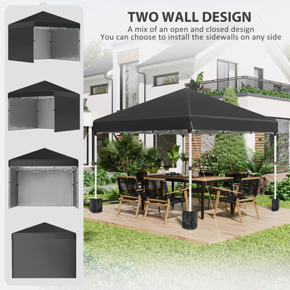 3 x 3 (M) Pop Up Gazebo Event Shelter, Height Adjustable Party Tent with 3 Sidewalls, Weight Bags and Wheeled Bag