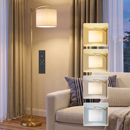 LED Floor Lamp with Remote Control - Gold Tone