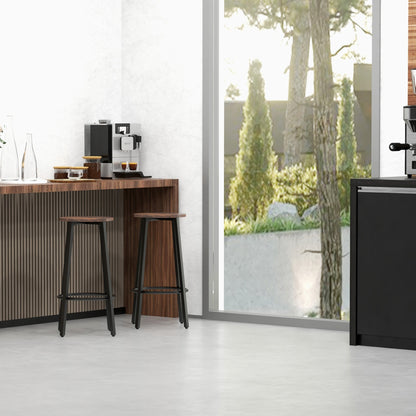 Bar Stools, Set of 2 Kitchen Breakfast Stools with Sturdy Steel Frame, Industrial Tall Bar Chairs, 65cm High Seat