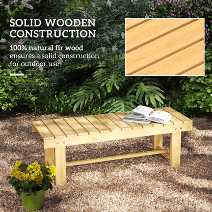 1 Piece 2-seater Outdoor Indoor Wooden Garden Bench Fir Patio Loveseat, 110L x 38W x 35Hcm, Natural