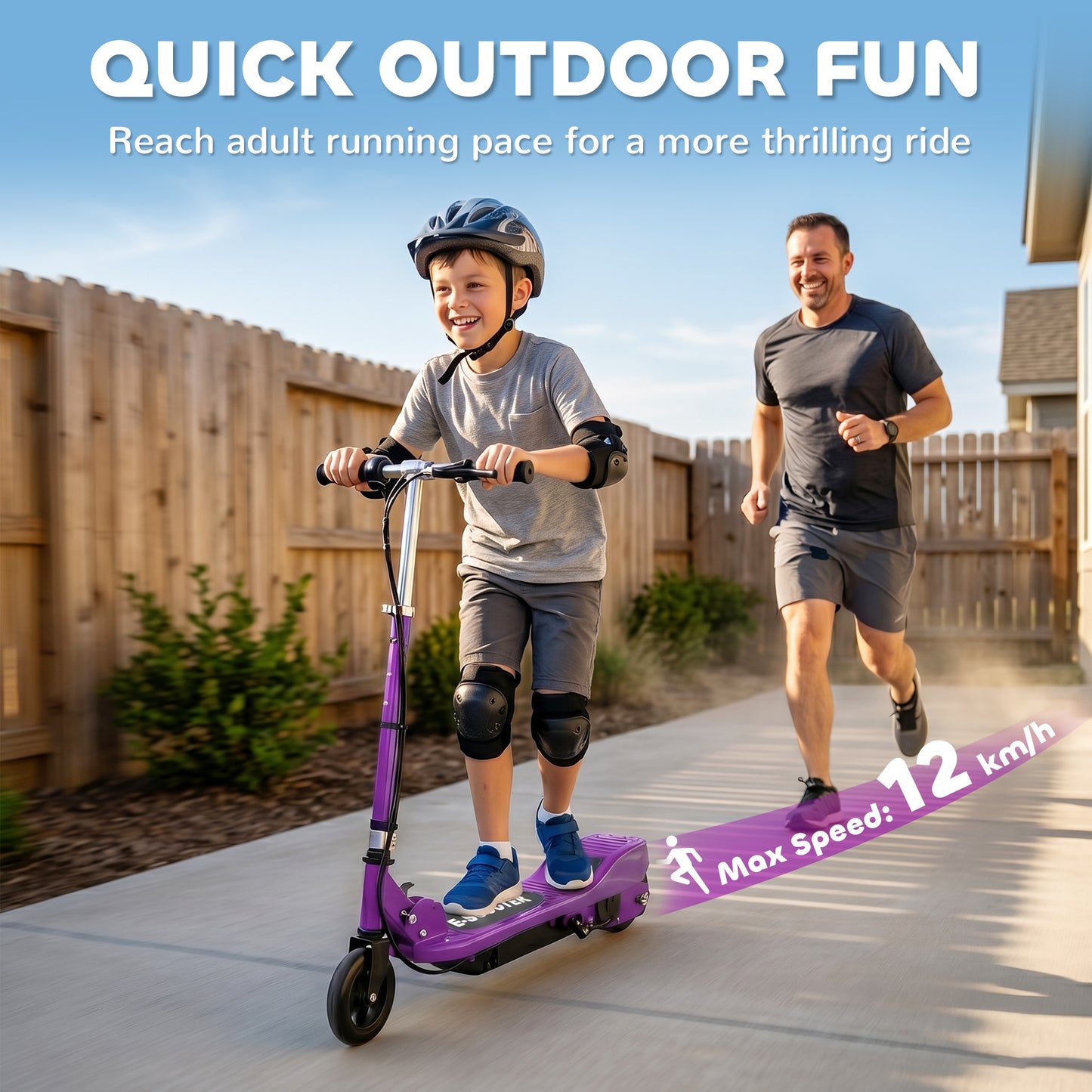 Foldable Electric Kids Scooter, Ride-on for Ages 7-14 Years, Purple