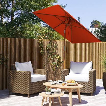 2m Tilting Wooden Pole Parasol - Orange
