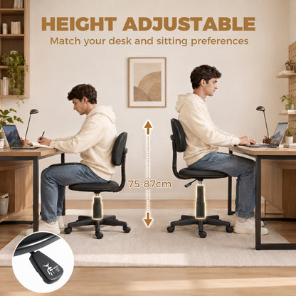 Small Armless Office Chair - Black