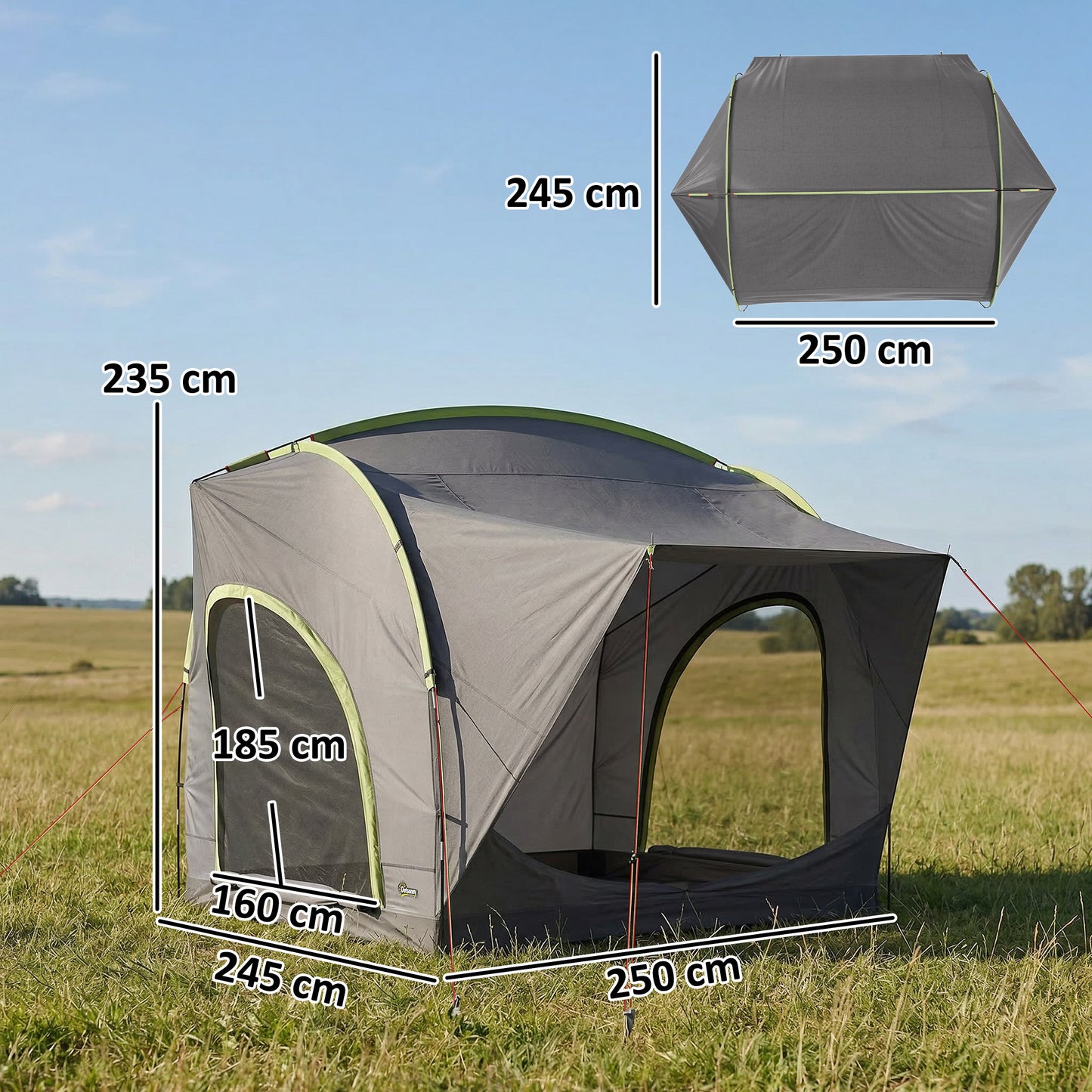 Car Tent with 2.35m Stand-Up Height, 3000mm Waterproof Tailgate Tent with Mesh Windows for Family Camping Travelling