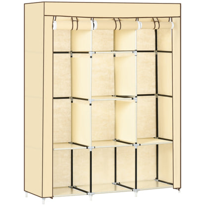 Fabric Wardrobe, with Rails and Shelves - Beige
