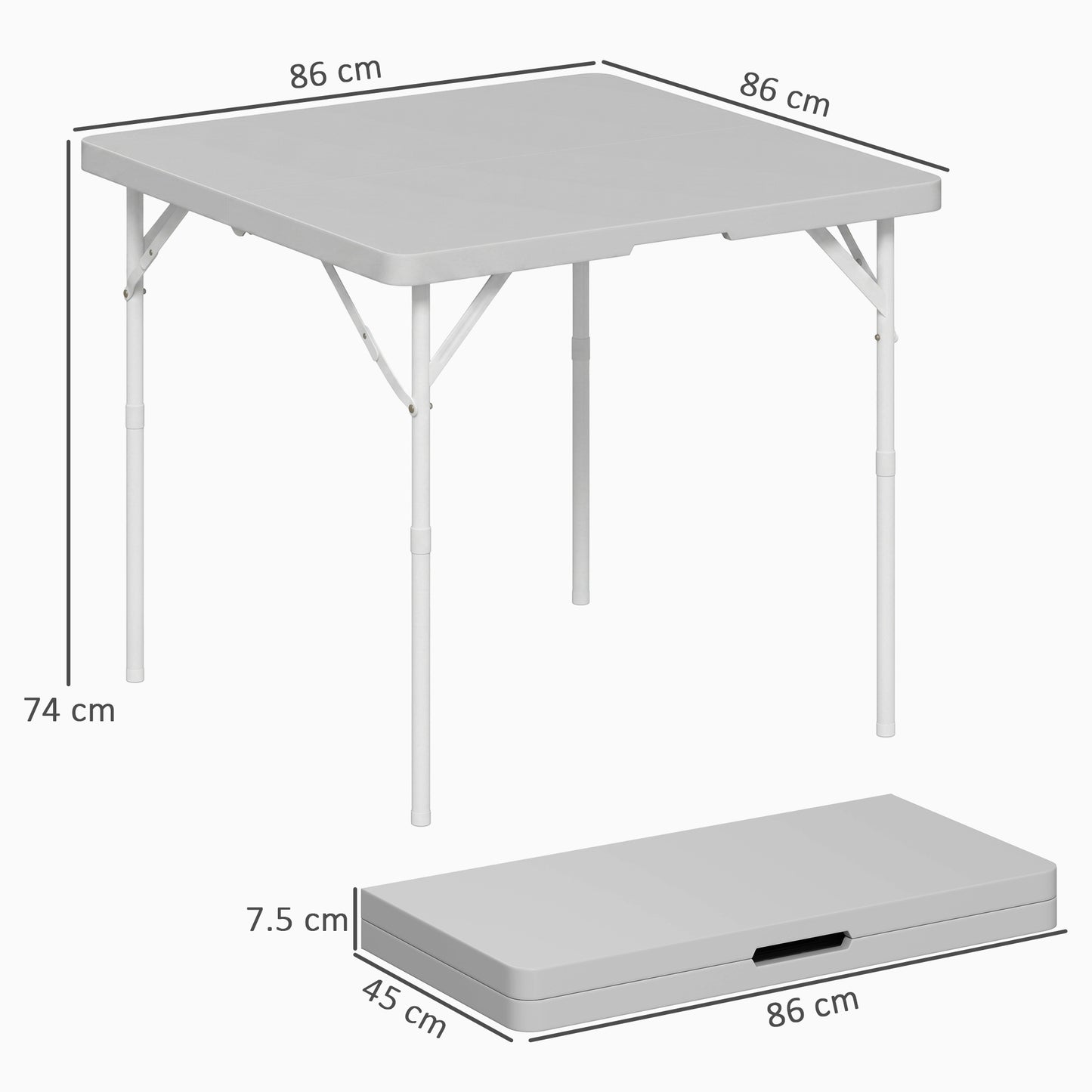 34/74cm Folding Camping Table, with Handle - Grey