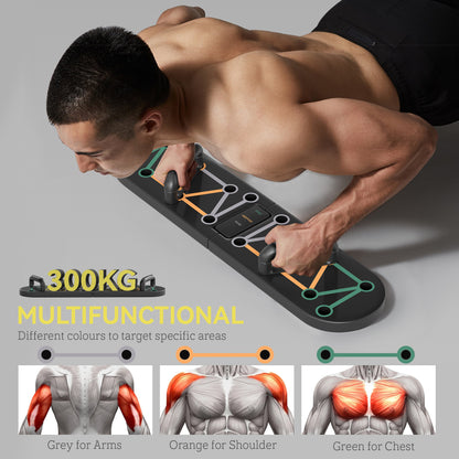 Foldable Push Push Up Board with Non-Slip Pads, for Chest, Arms, Shoulders, Black