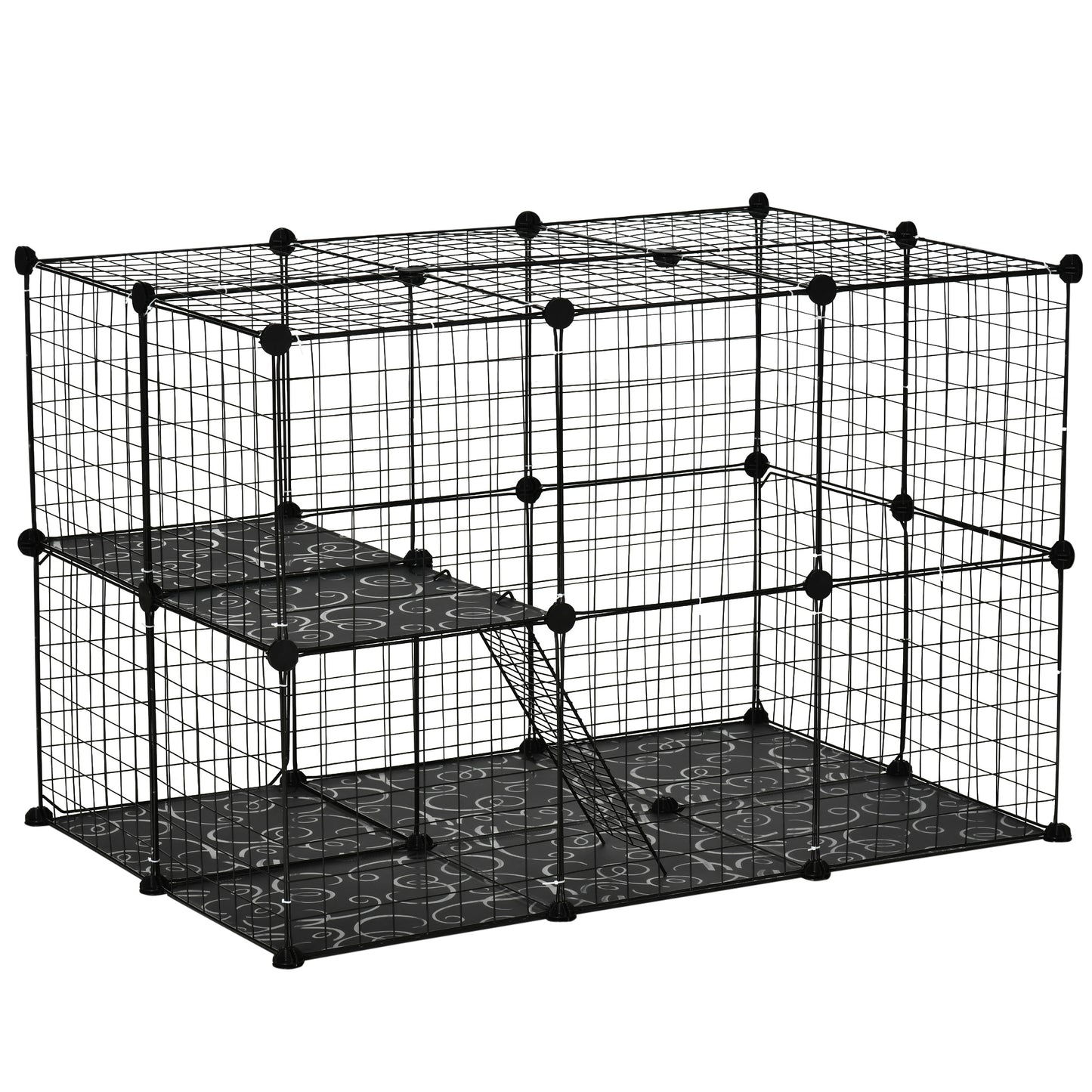 Pet Playpen DIY Small Animal Cage Enclosure Metal Wire Fence 39 Panels with 3 Doors 2 Ramps for Kitten Bunny Chinchilla Pet M