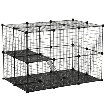Pet Playpen DIY Small Animal Cage Enclosure Metal Wire Fence 39 Panels with 3 Doors 2 Ramps for Kitten Bunny Chinchilla Pet M
