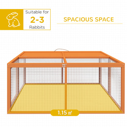 Wooden Folding Rabbit Hutch, for 2-3 Rabbits - Orange