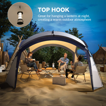 Gazebo Party Tent, 3.5x3.5m-Cream/Blue