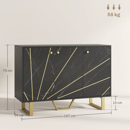 Sideboard Storage Cabinet, Modern Storage Cupboard with Adjustable Shelves and Metal Legs for Living Room, Kitchen