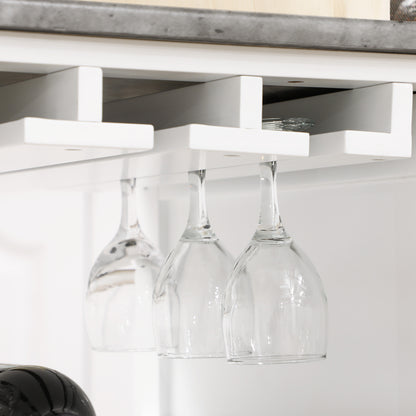 Kitchen Trolley with Wine Rack, Drawer, Open Shelf and Storage Cabinet for Dining Room, White