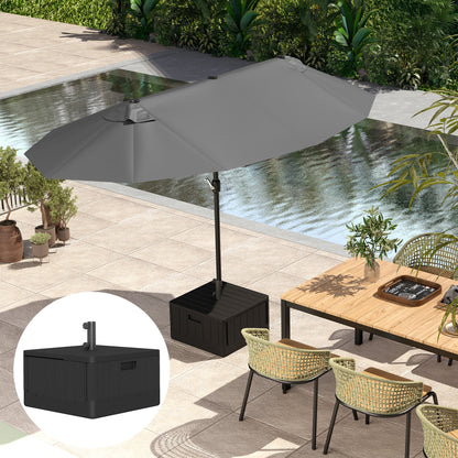 Garden Parasol Base Outdoor Umbrella Stand with Wheels Handles, Garden Umbrella Base, Filled Up to 80kg