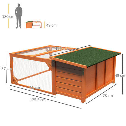 Rabbit Hutch Outdoor Guinea Pig Hutch with Run Small Animal Off-ground Duck House Hideaway Garden with Openable Roof 125.5 x