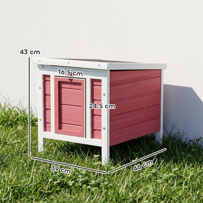 Wooden Rabbit Hutch 51 x 42 x 43 cm, Red