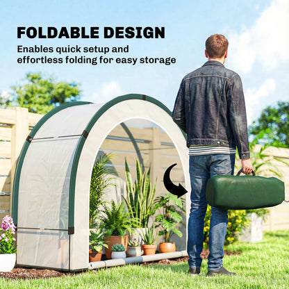 Foldable Small Greenhouse, Portable Green House Mini Greenhouse with Zipper Door, PE Base, 200 x 80 x 164 cm, Green